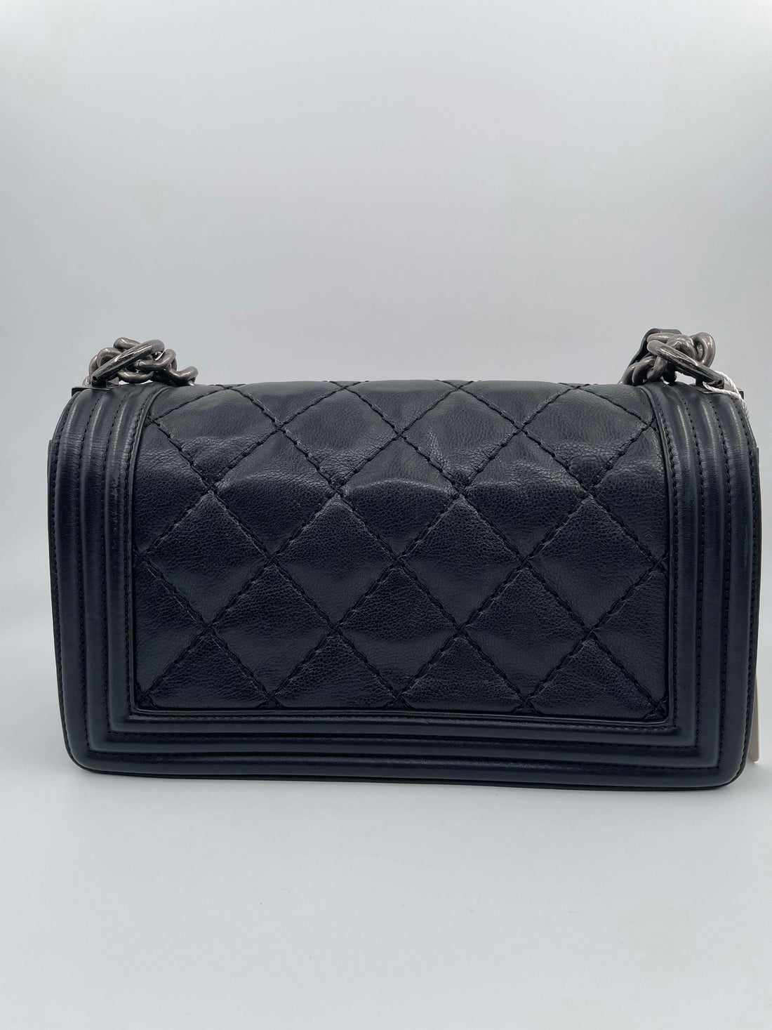 Chanel Black Leather Quilted BOY Bag