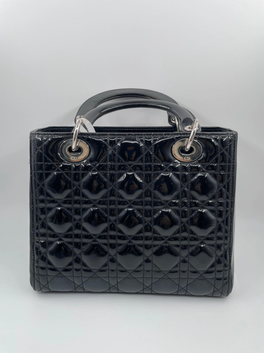 Christian Dior Black Patent Medium Lady Dior Handbag