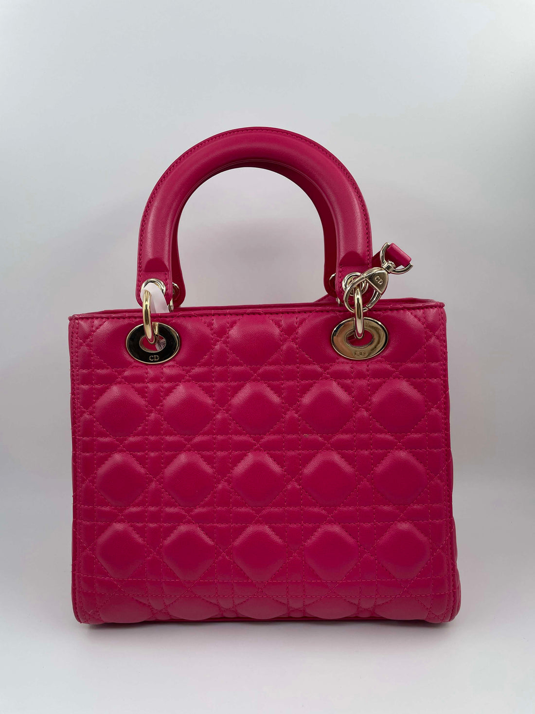 Christian Dior Lady Dior Fuchsia Pink Supple Medium Bag.