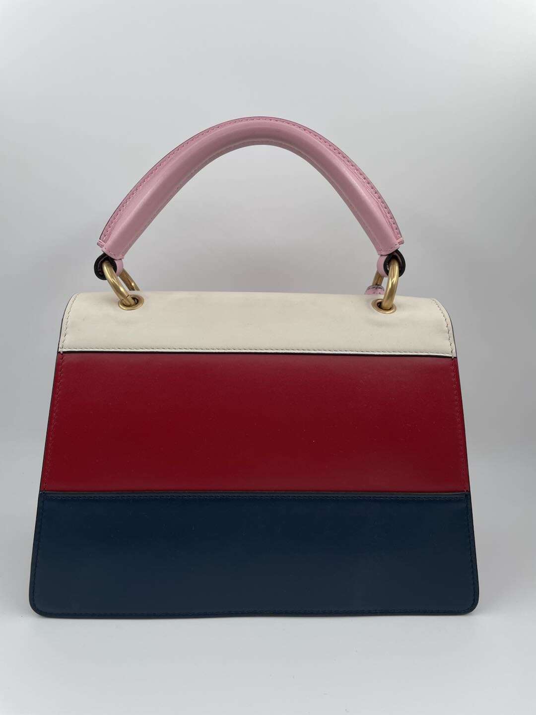GUCCI QUEEN MARGARET Women's Handbag Shoulder Leather NAVY RED WHITE
