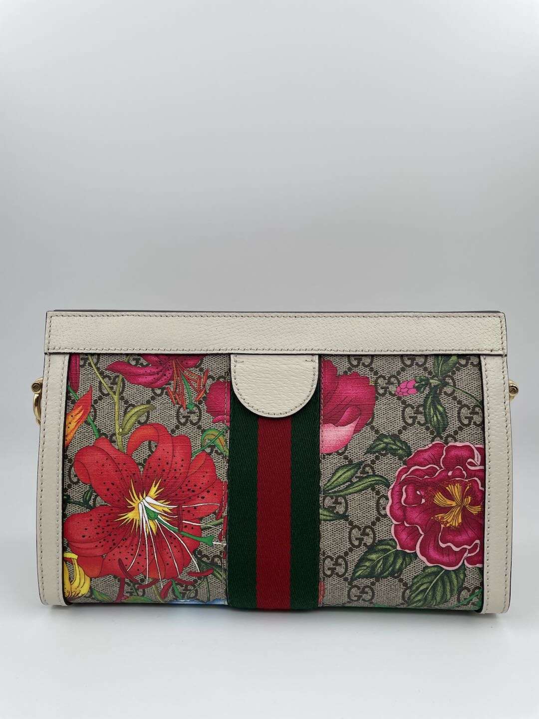 GUCCI Flora Ophidia PVC Shoulder Bag Beige Multicolor 
