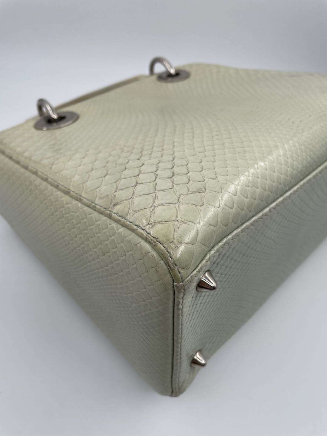 Dior Lady Dior Large Python Bag White Beige Grey