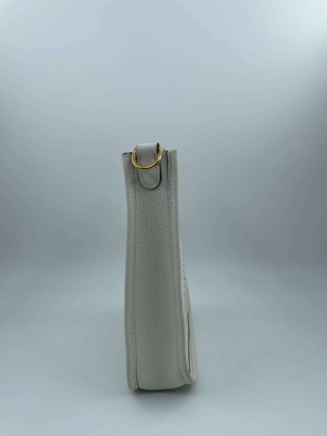 Hermes Evelyne PM Bag Blue Pale Clemence Leather with Gold Hardware