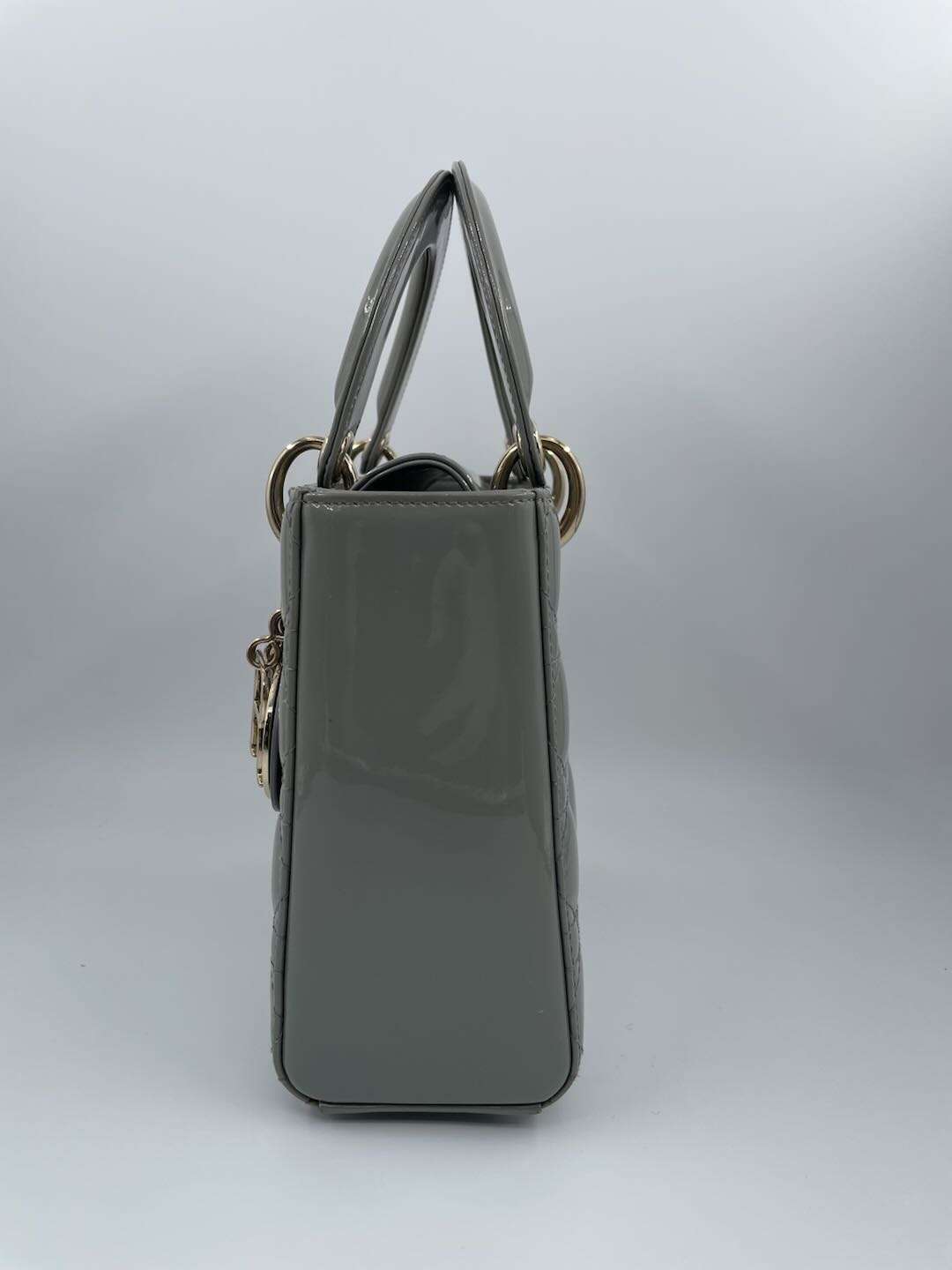 Lady dior patent leather handbag Dior Grey in Patent leather