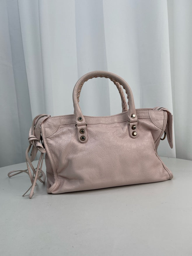 Balenciaga pink leather small classic urban handbag