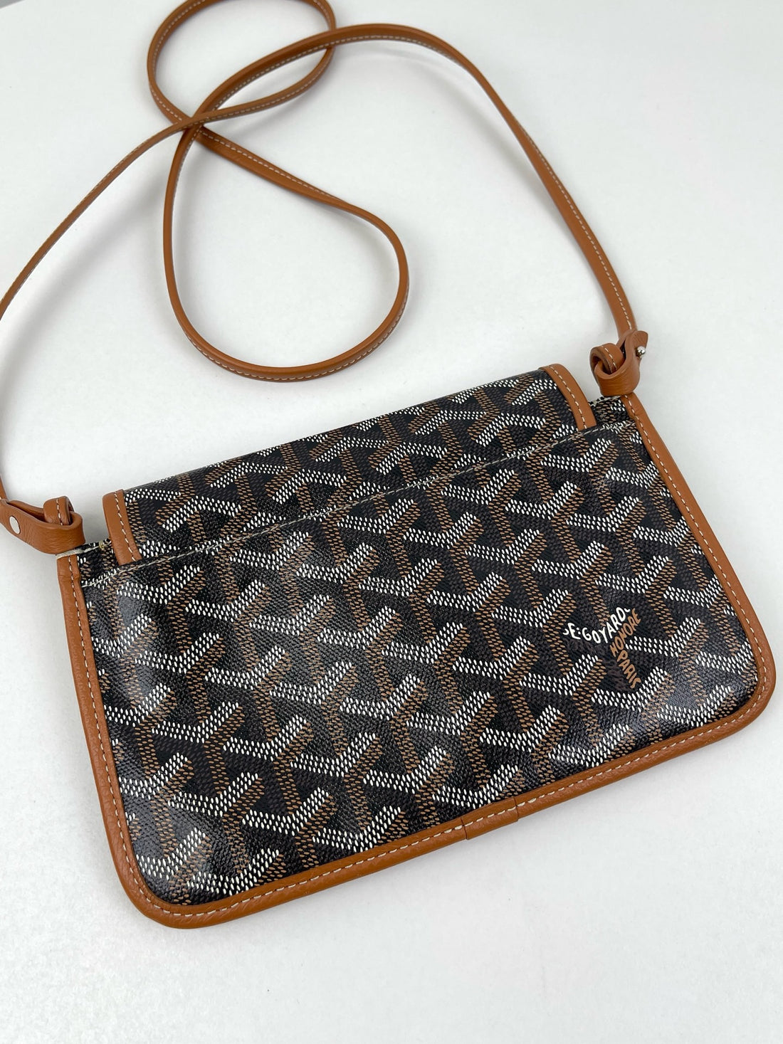 GOYARD Plumet Pocket Wallet Shoulder Bag PVC Leather Black Purse