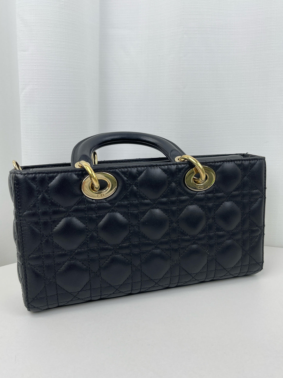Christian Dior  D-Joy Medium Black Lambskin Leather with Gold Buckle