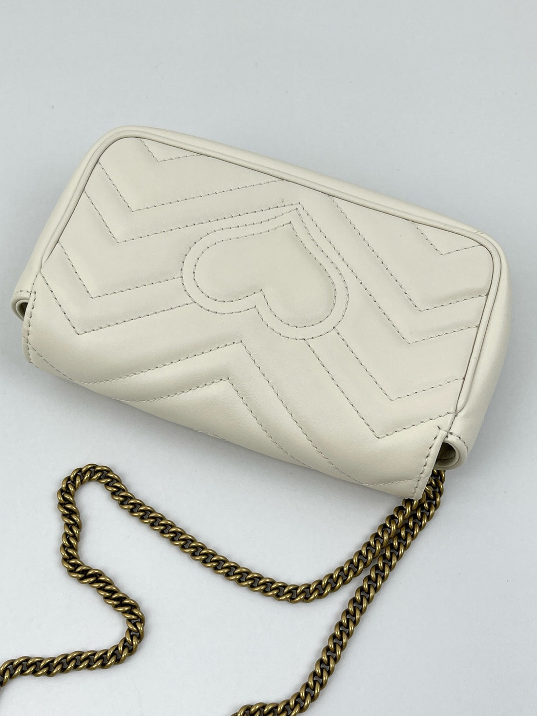 Gucci GG Marmont Flap White/Beige Leather Mini Handbag