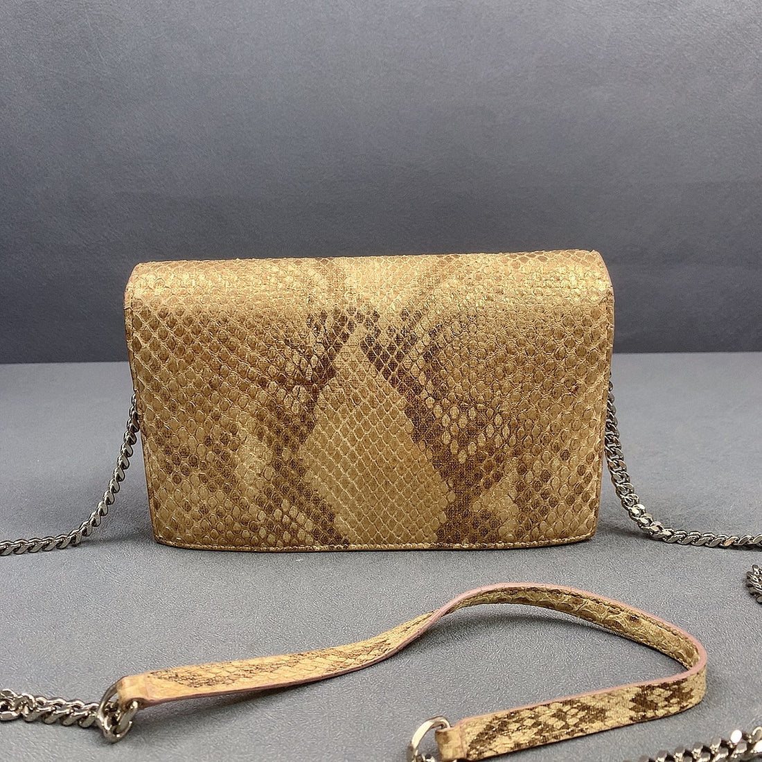 Yves Saint Laurent YSL snakeskin envelope chain bag