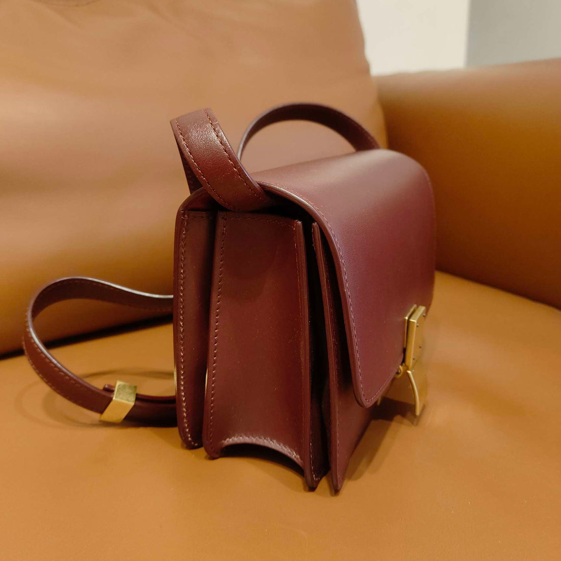 Celine Box Small Classic Box Flap Bag, Burgundy
