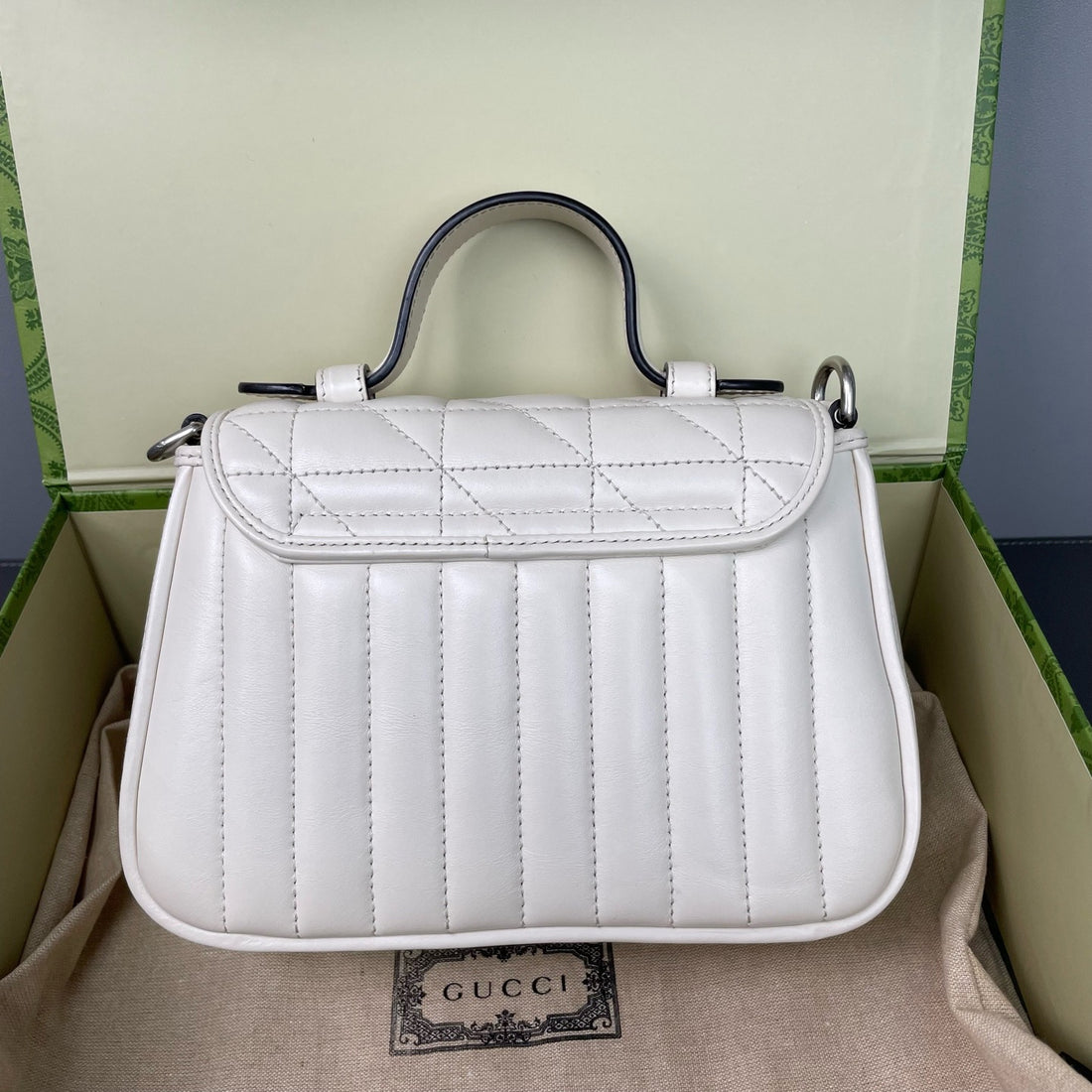 Gucci GG Marmont mini handbag, white, leather