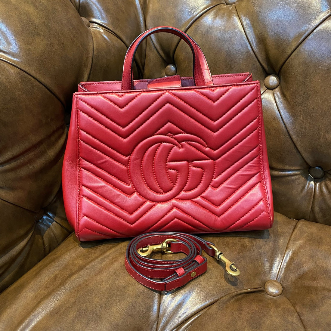 GUCCI GG Marmont Shopping Leather Handbag