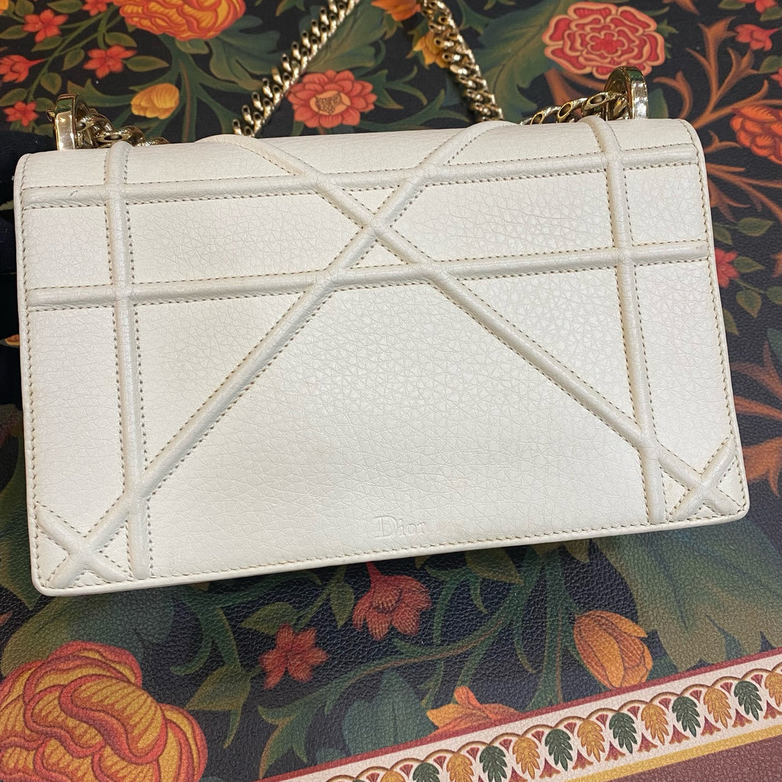 Christian Dior  Metallic calfskin Diorama small flap bag, silver