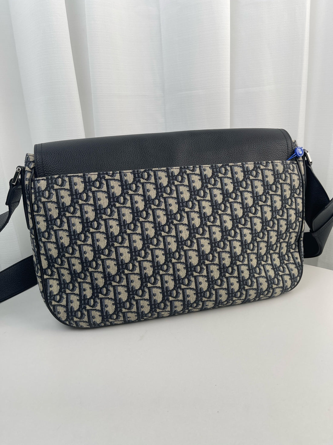 Dior Saddle Messenger Bag, Jacquard Canvas, Beige/Blue