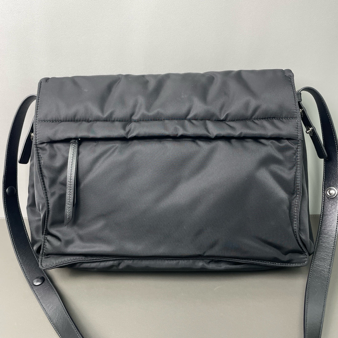 Prada Cini Re-Nylon Large Nylon Shoulder/Crossbody Messenger Bag (Black)