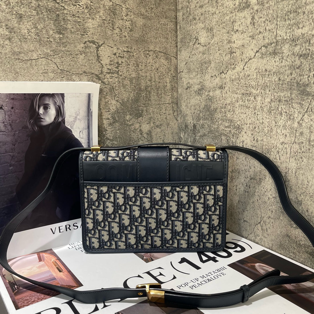 Dior 30 Montaigne Navy Blue Twill Jacquard