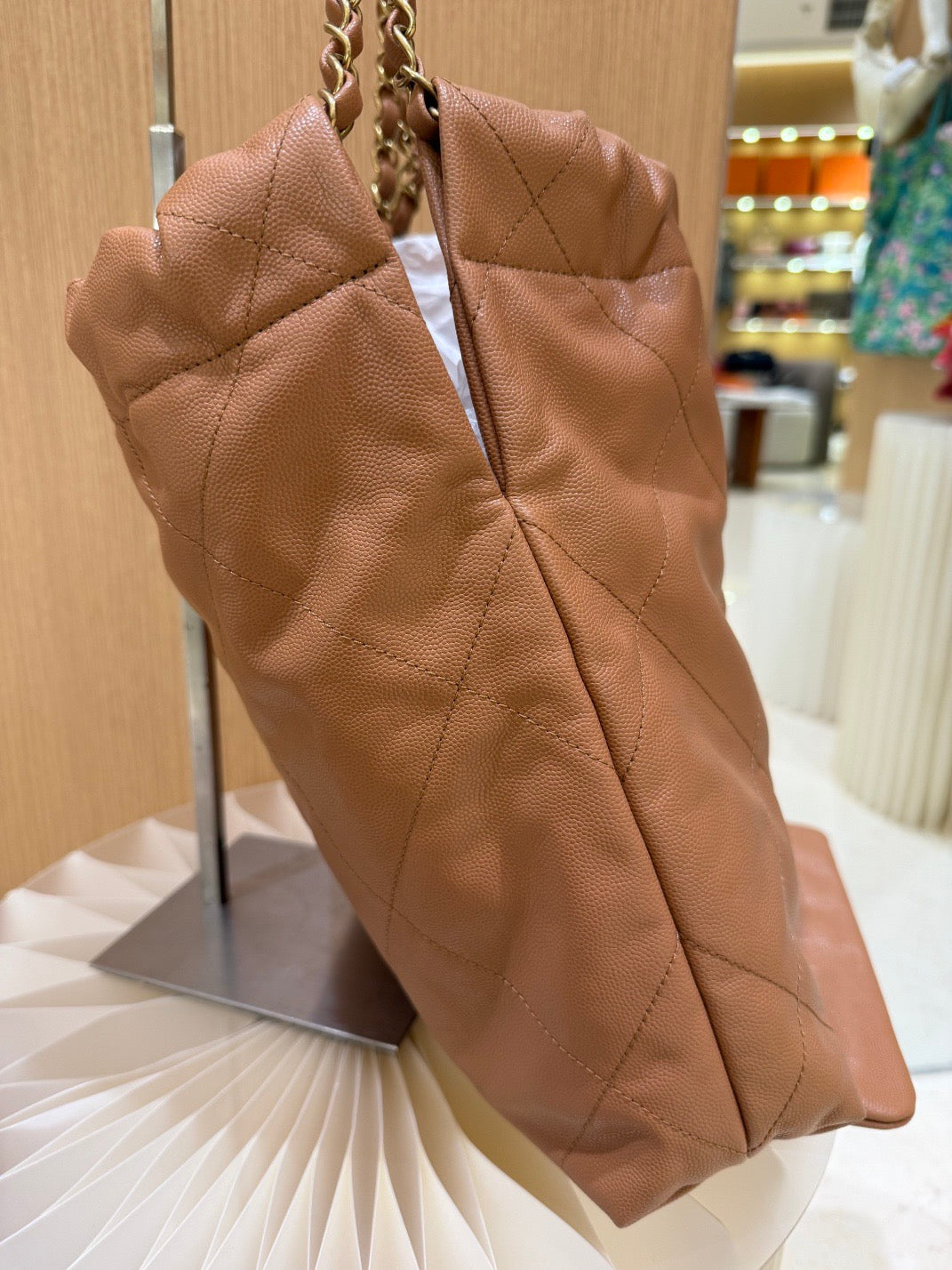 Chanel  Chanel 22 Beige Glossy Calfskin Diamond Quilted Small