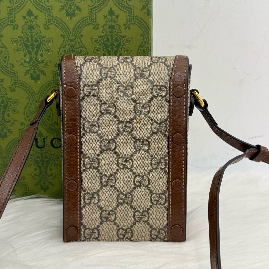 Gucci  Horsebit 1955 Vertical Canvas Crossbody Bag