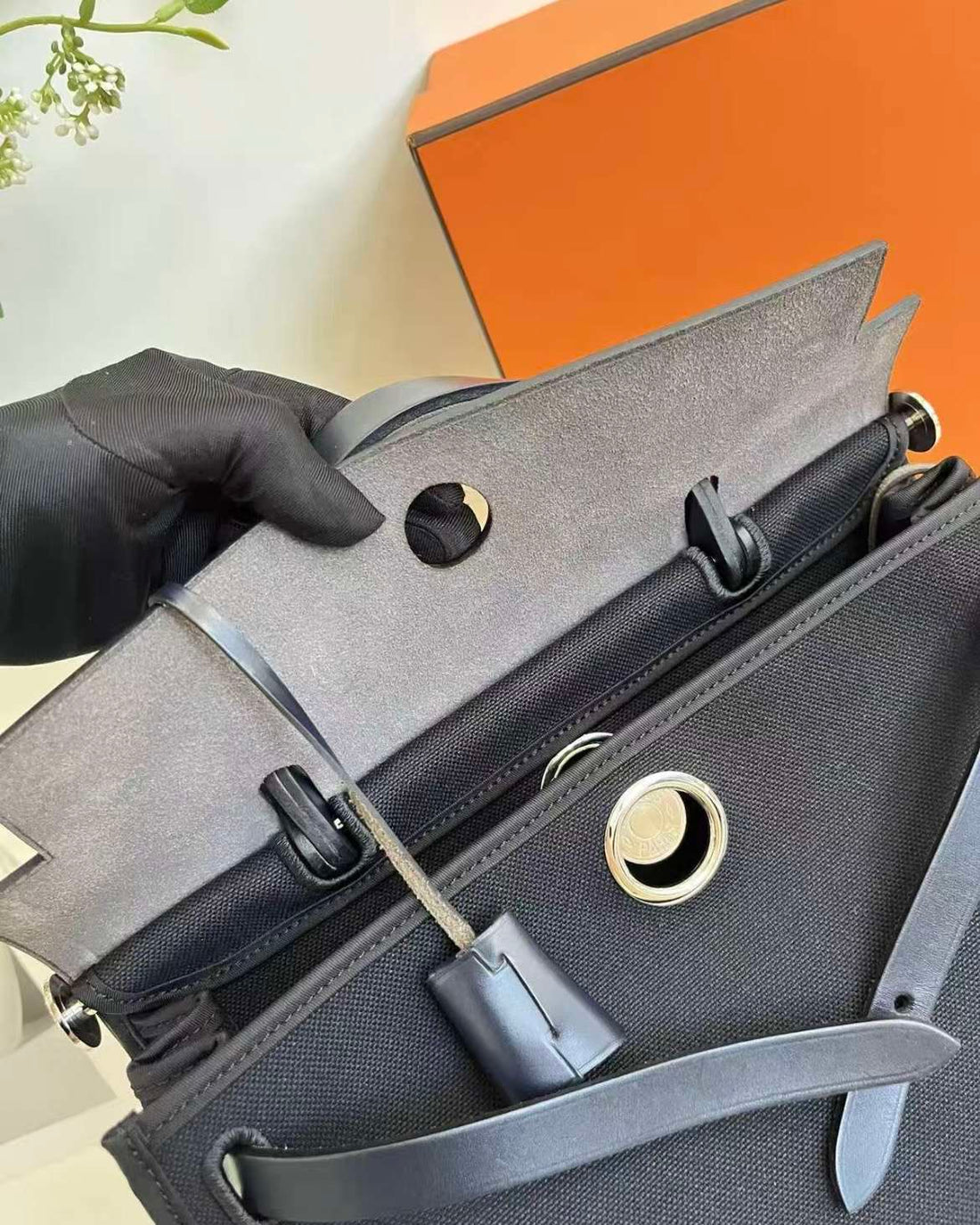 HERMES Herbag 31 89 noir ck canvas w