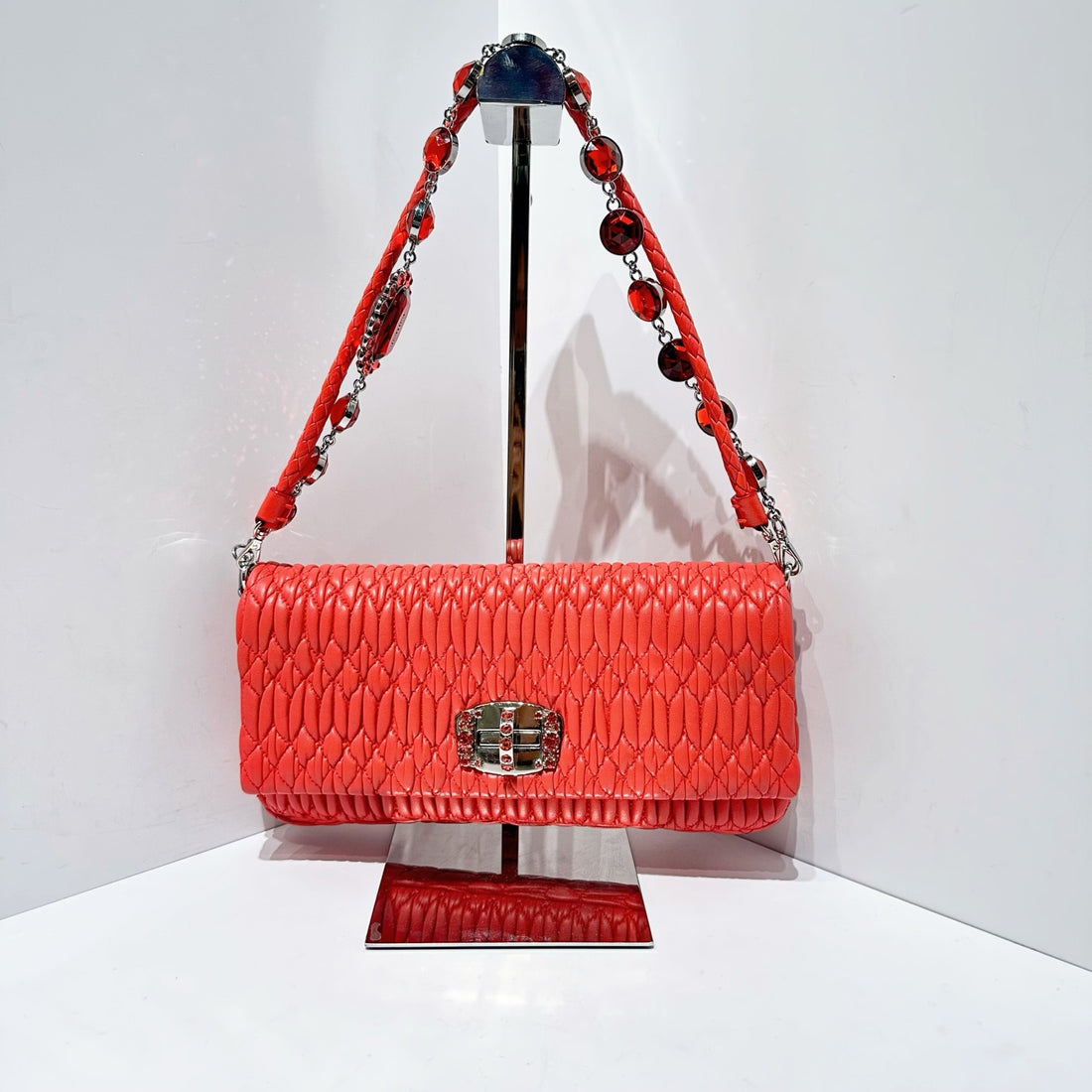 MIU MIU Miu Crystal Leather Handbag