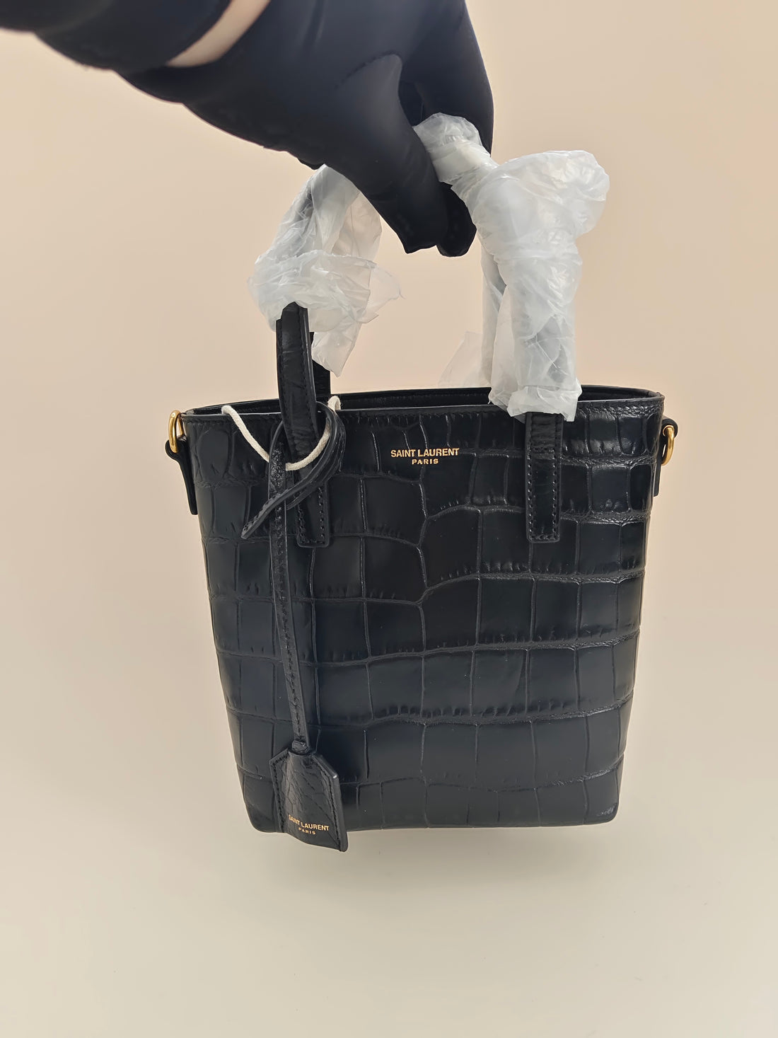 Saint Laurent  Crocodile-embossed tote bucket bag