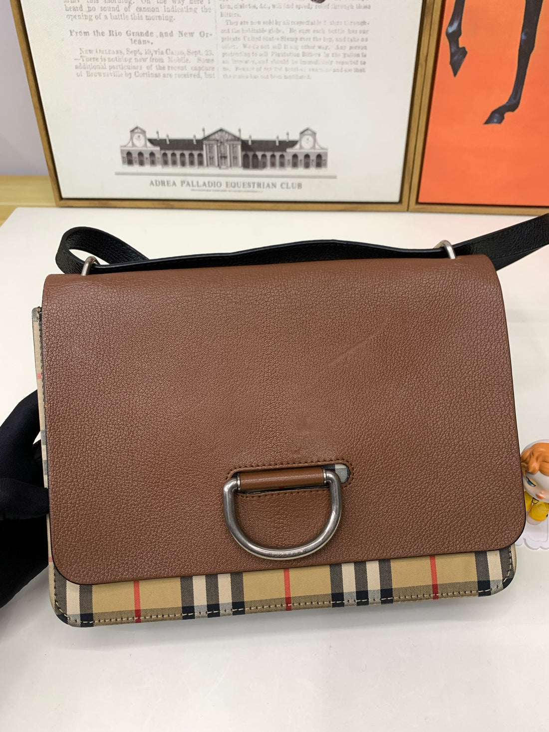 Burberry Brown Leather Medium D-Ring Crossbody Bag