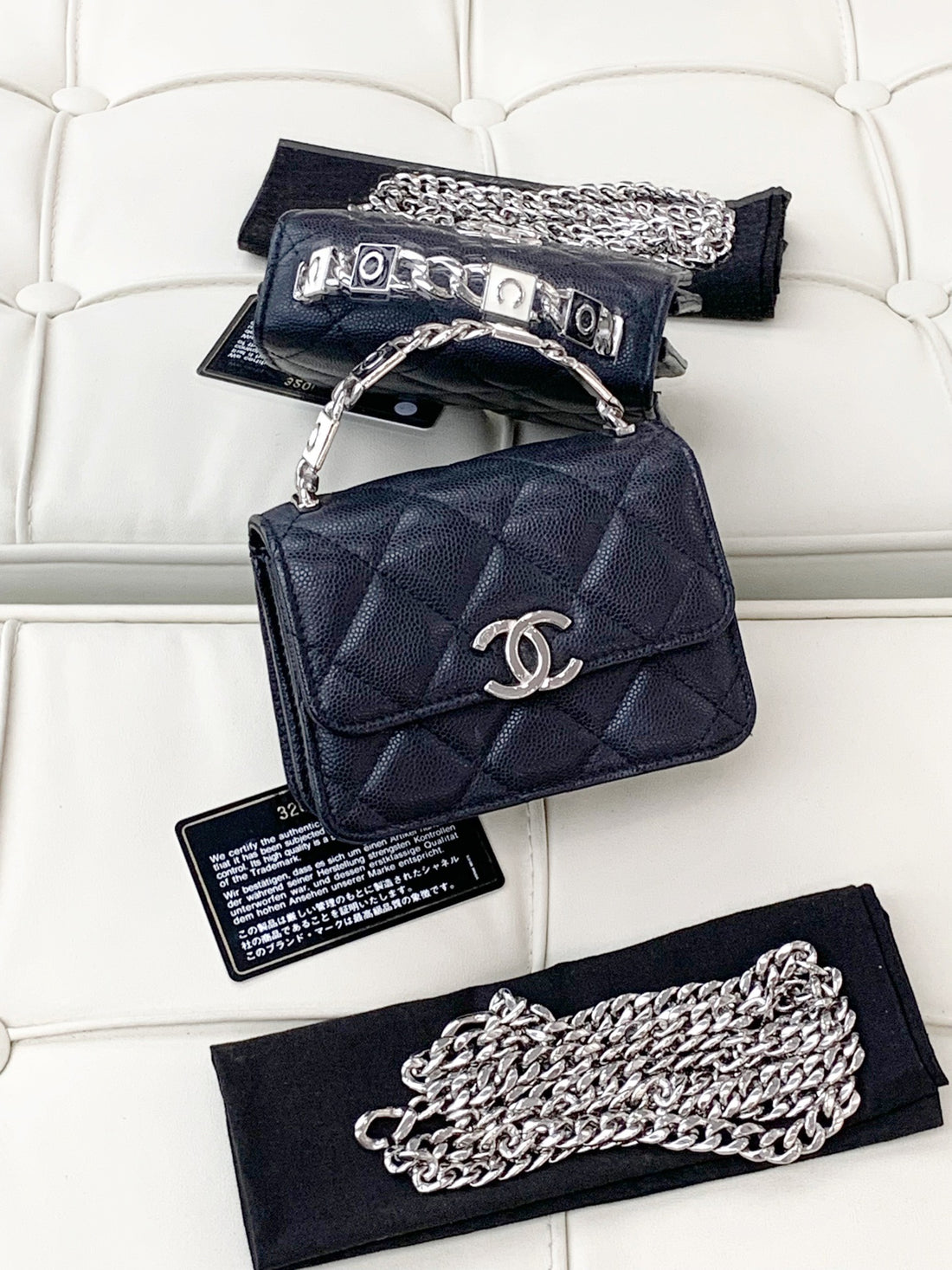 Women's mini openwork chain bag, genuine leather wallet, crossbody bag with card slots and credit card slots