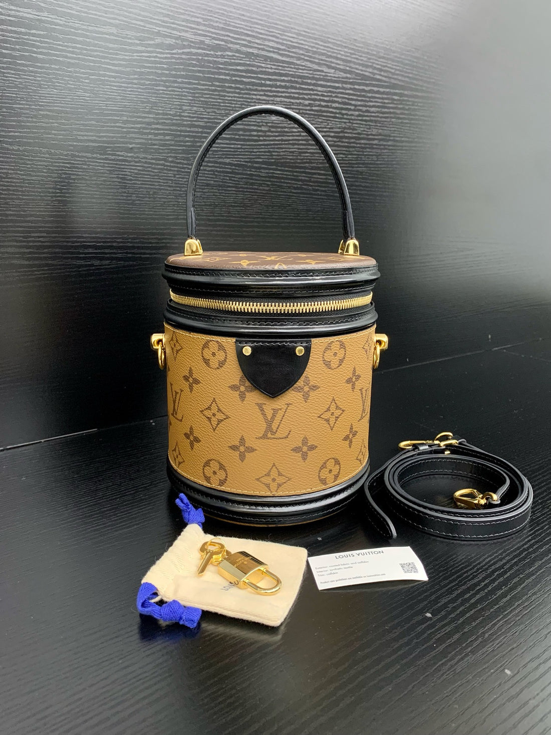 Louis Vuitton Cannes tote bag, brown reverse Monogram canvas with black accents
