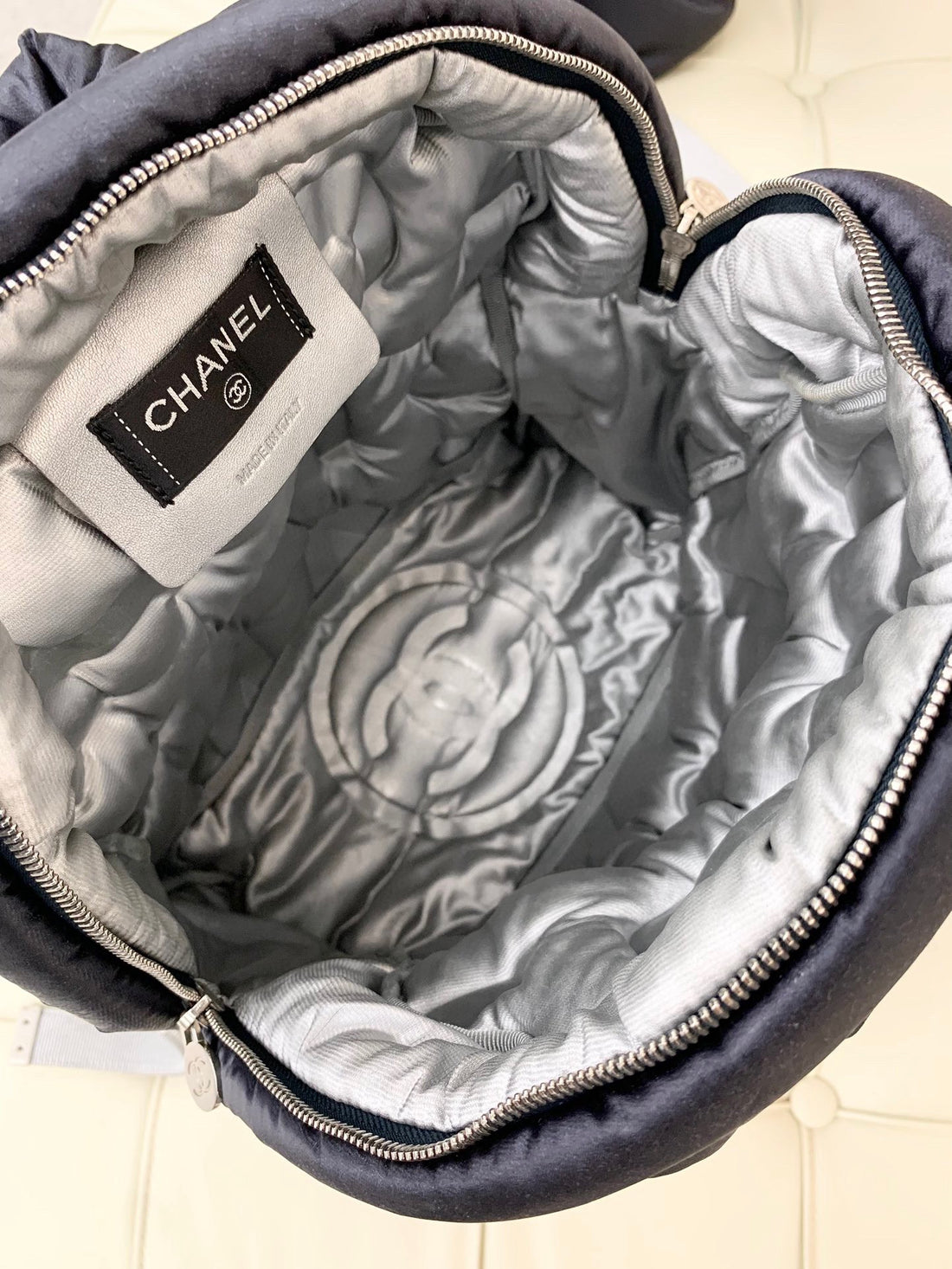 CHANEL Doudoune Embossed Nylon Backpack (Medium)