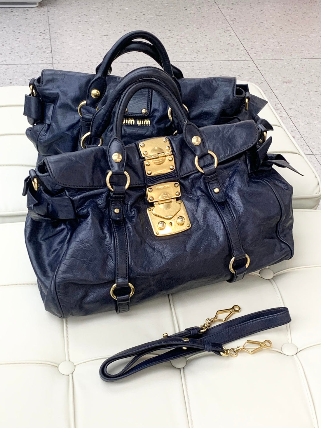 MIU MIU Navy Blue Leather Luxury Bag