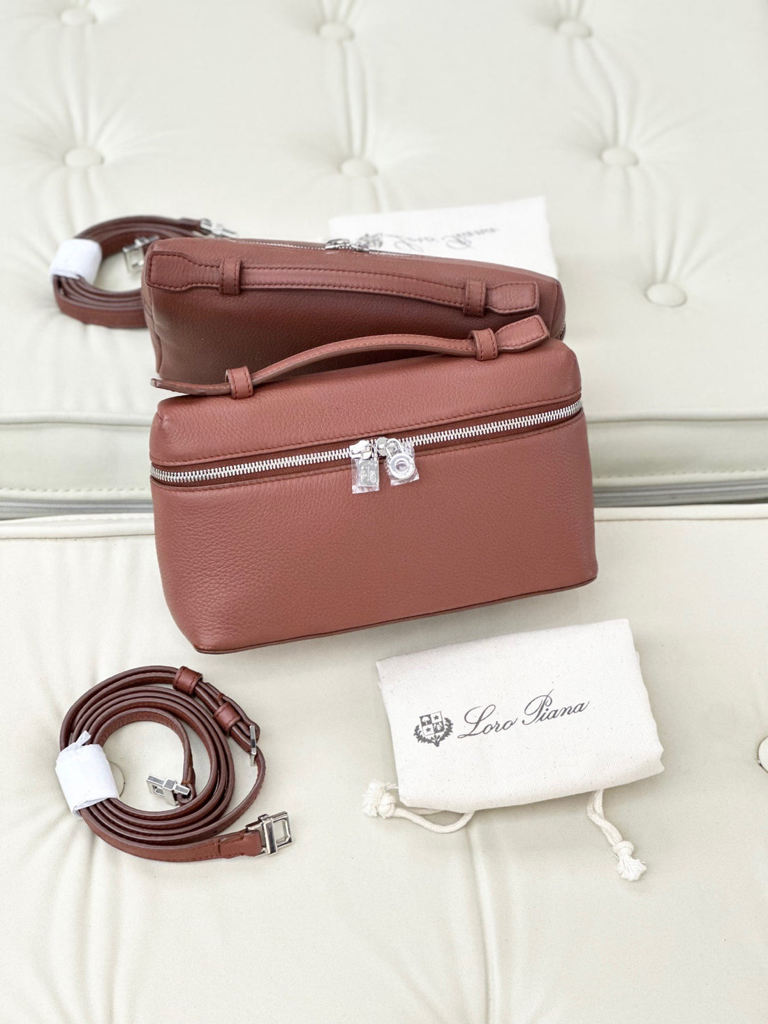 Loro Piana /LP Extrapocket L19 Maple Red Gold Buckle Leather Bag