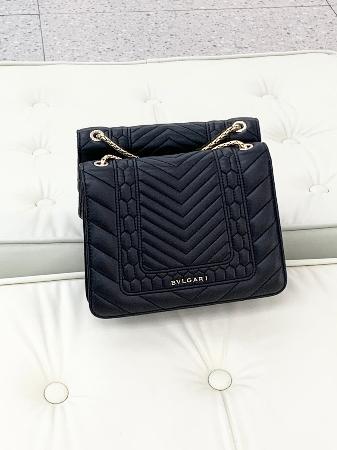 Bvlgari Serpenti Forever Black Snakehead Chain Bag