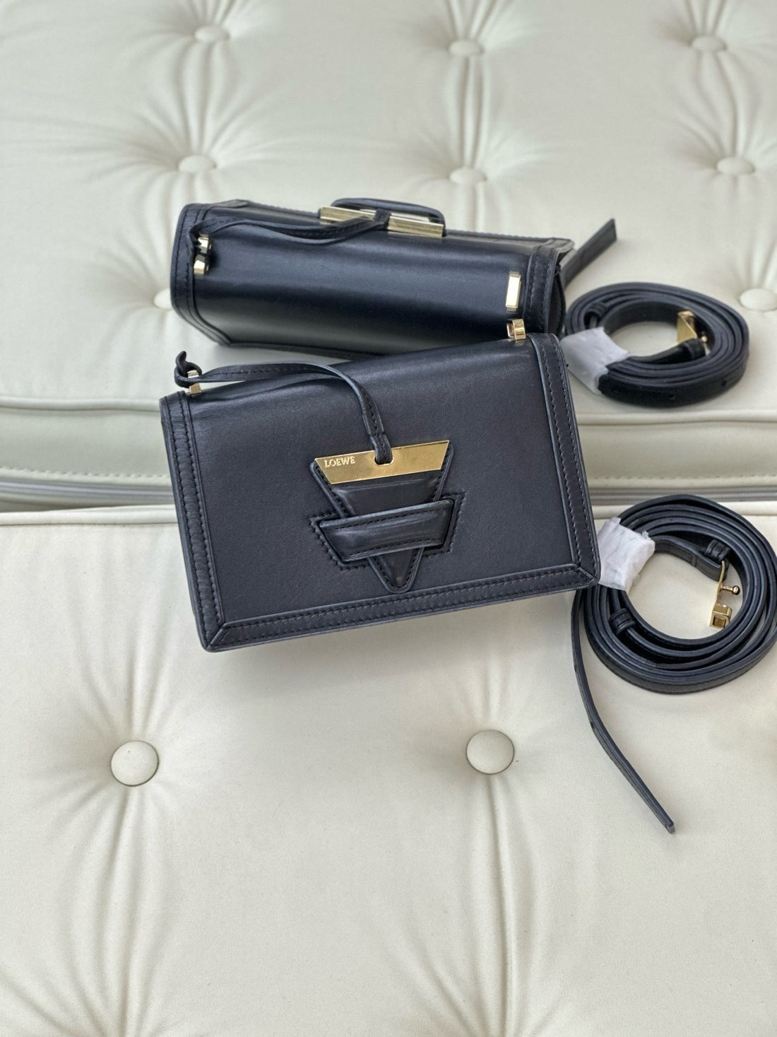 LOEWE Black Small Barcelona Shoulder Bag (Calfskin)