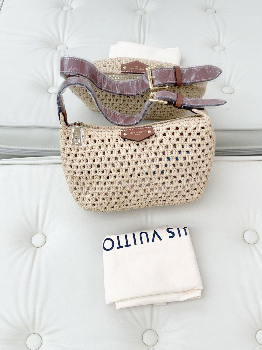 LV Summer Raffia Woven Collection: Hills Pochette Lunch Box Handbag