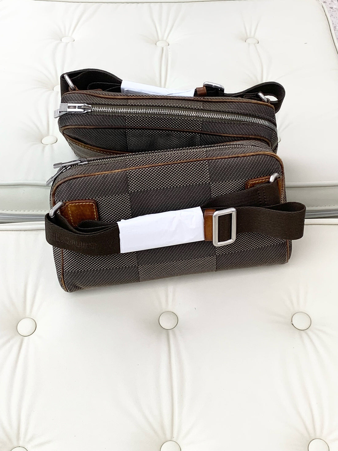 Louis Vuitton grey-green canvas and leather chest bag/crossbody bag