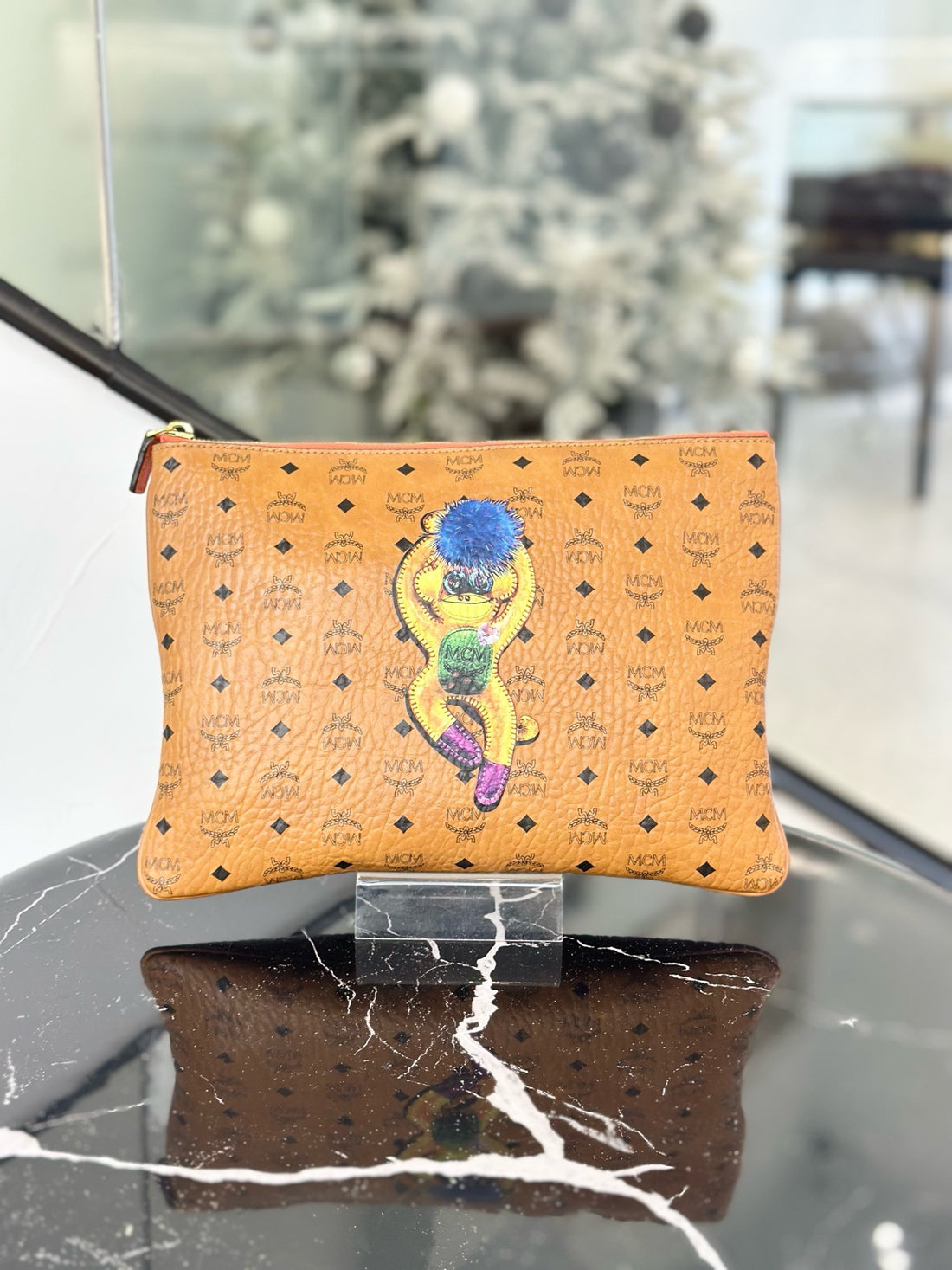 MCM Classic Cognac/Brown Monogram Bunny Collar Bag