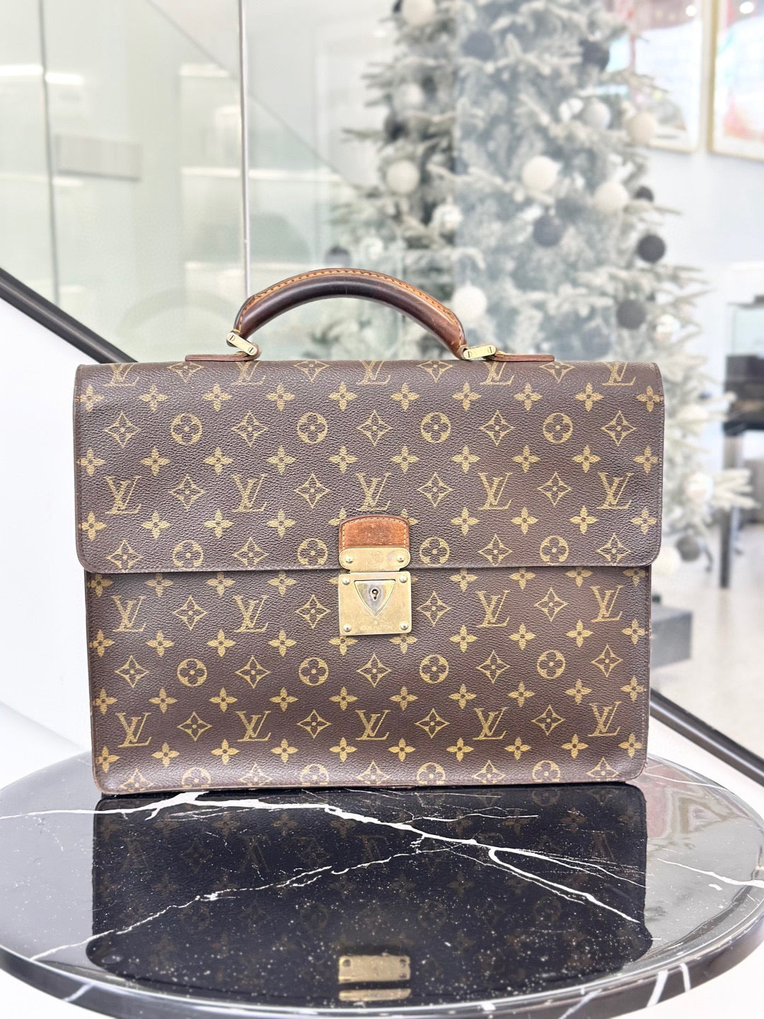 Louis Vuitton Monogram Gold Buckle Vintage Briefcase