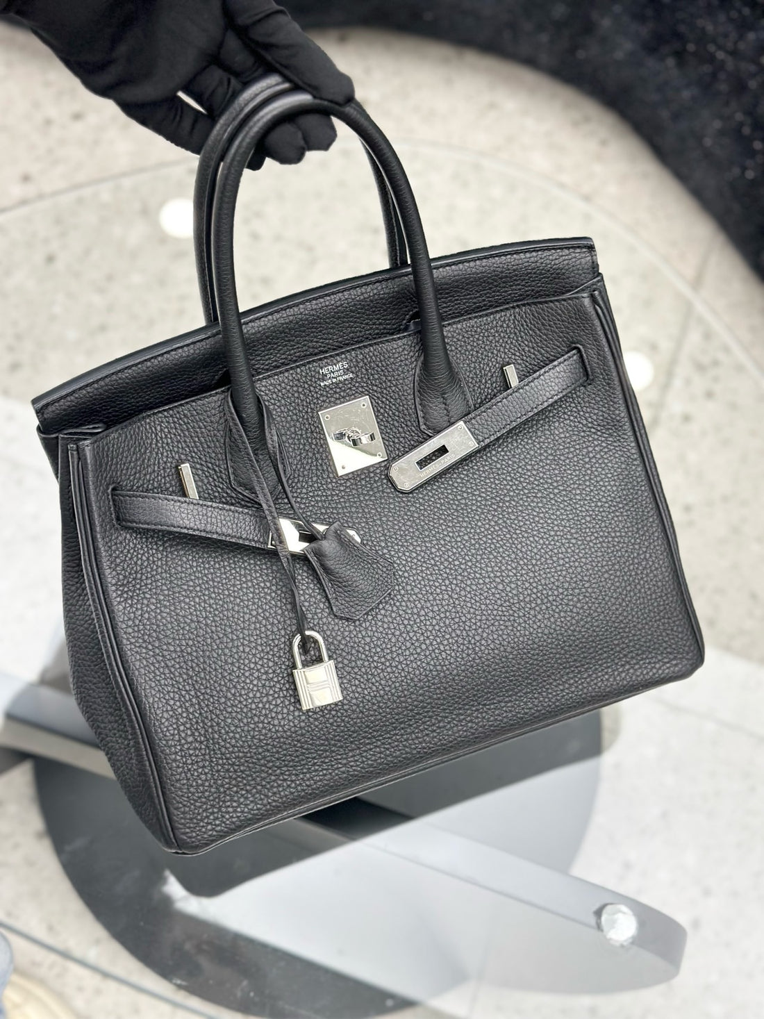 HERMES Birkin 30 Graphite/Black Togo Leather
