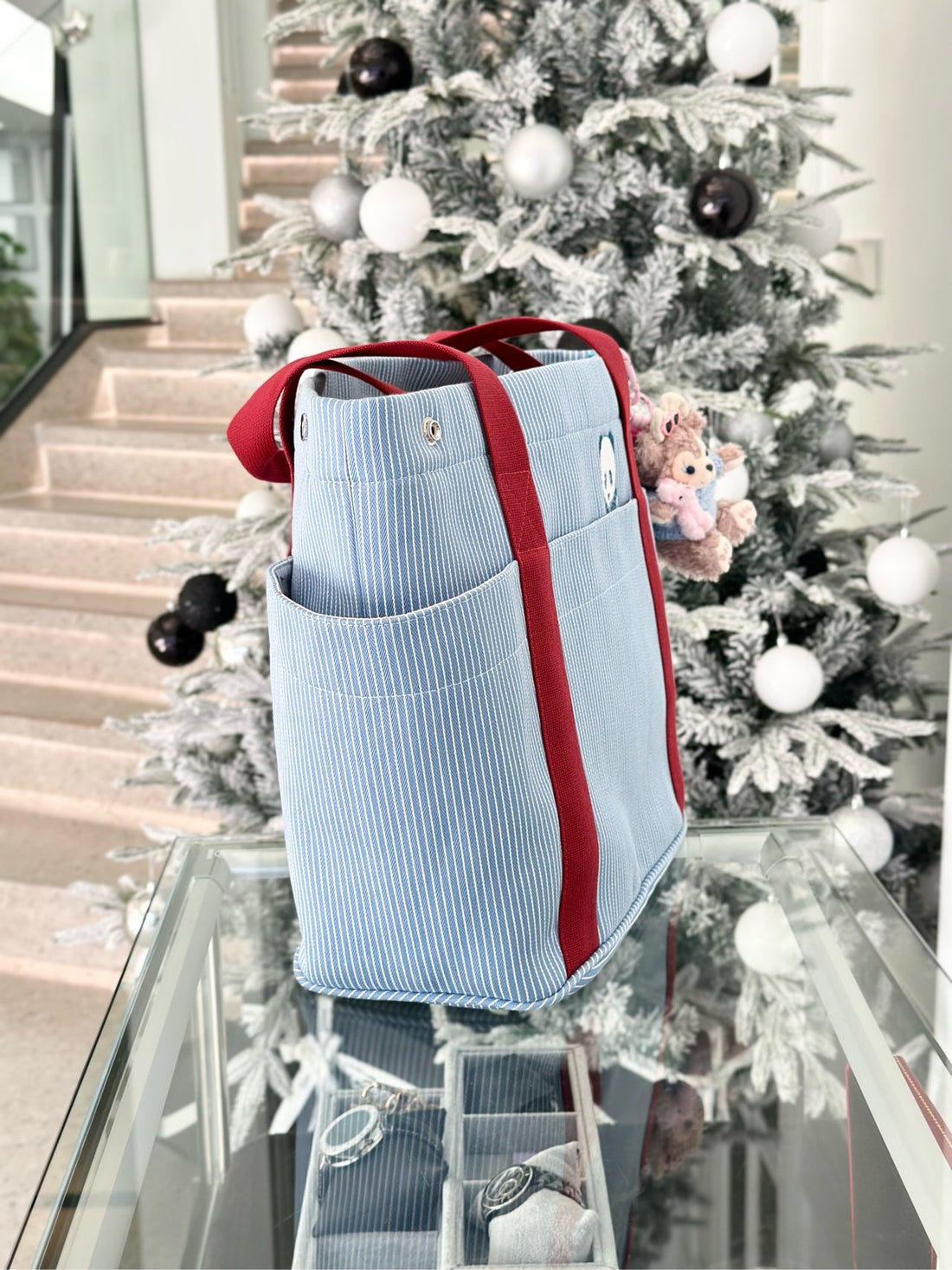 Hermes Panda Tote Bag, Cotton, Blue