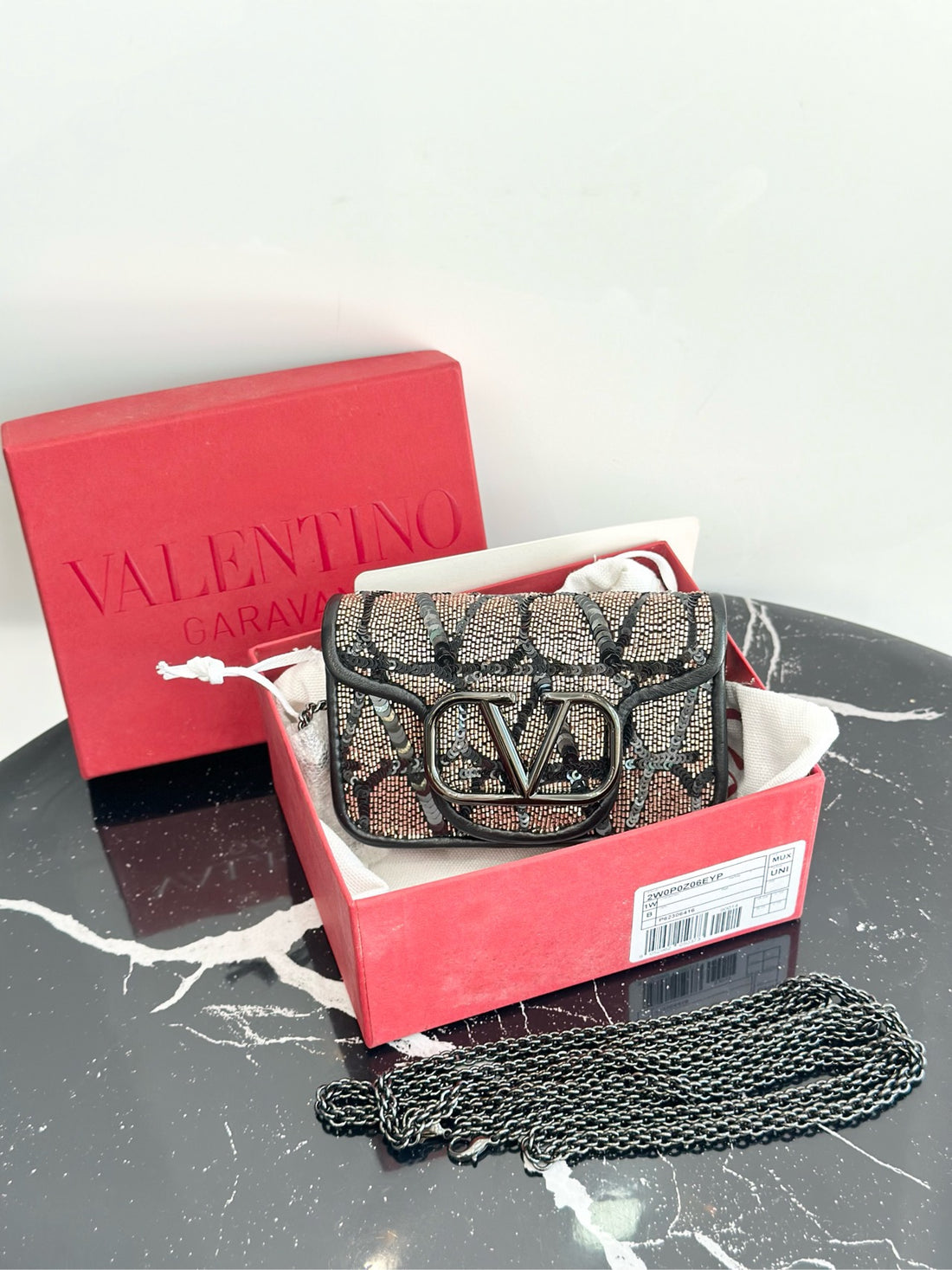 Valentino Garavani Studded Logo Sequined Crossbody Bag