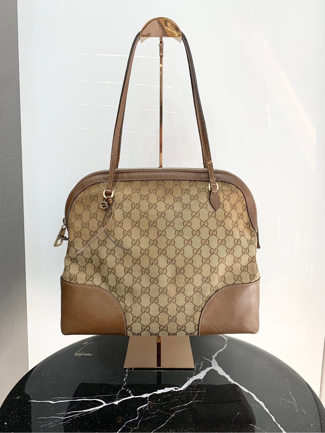 Gucci brown monogram leather handbag/shoulder bag