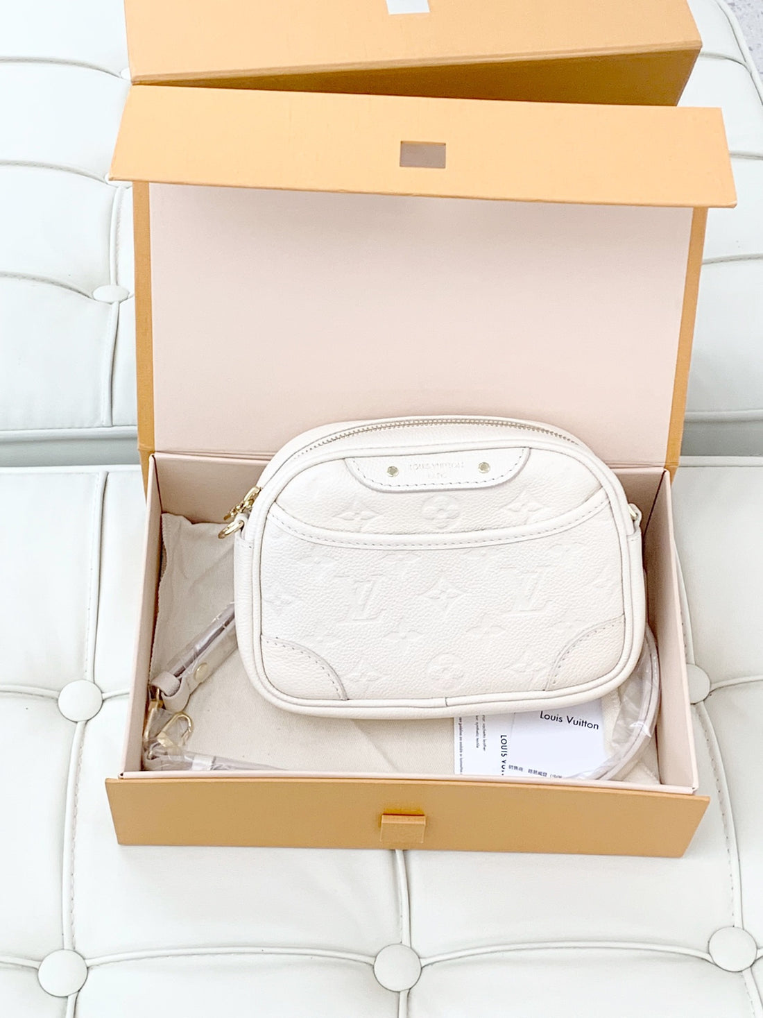 Louis Vuitton Tiny Camera White Leather Camera Bag