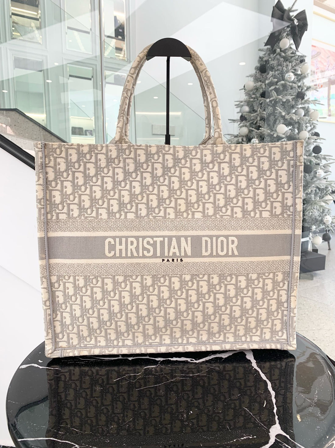 Dior grey Oblique canvas large tote bag