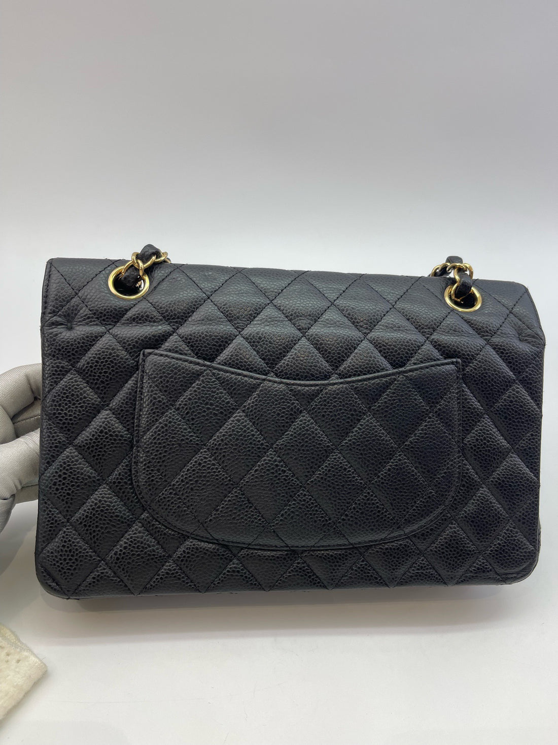 Chanel Caviar Classic Large Flap Shoulder Bag, Black and Gold