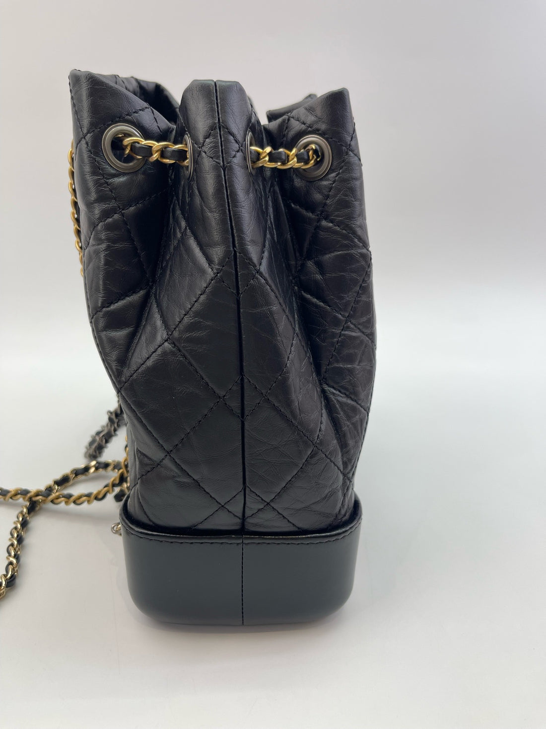 Chanel Gabrielle backpack, black calfskin, RHW hardware.