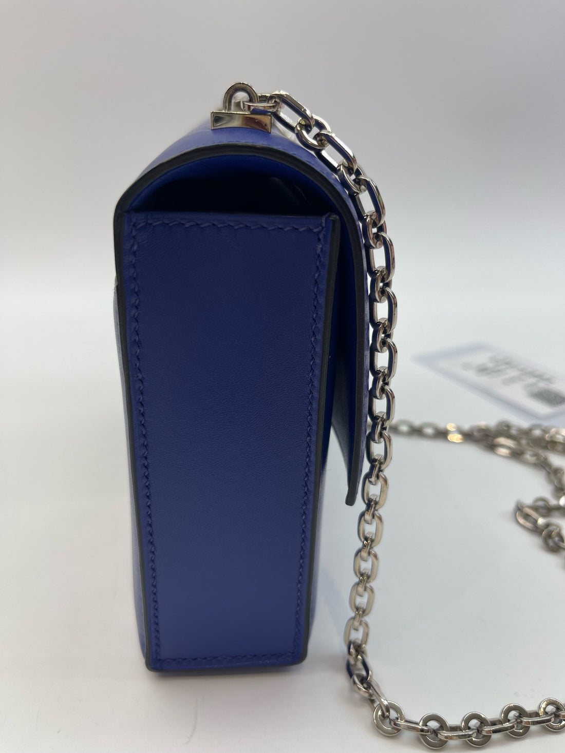 HERMES Chevre Mini Verrou Chaine Bag, Blue