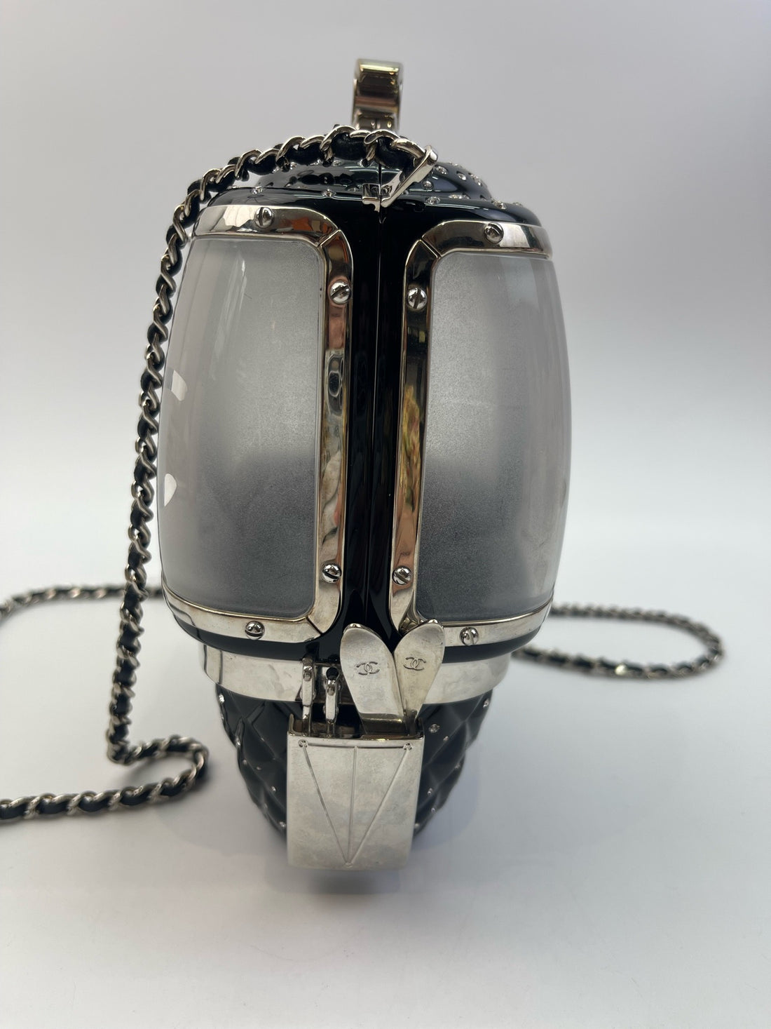 Chanel Mini Gondola Handbag with Chain Shoulder Bag, Black Plastic