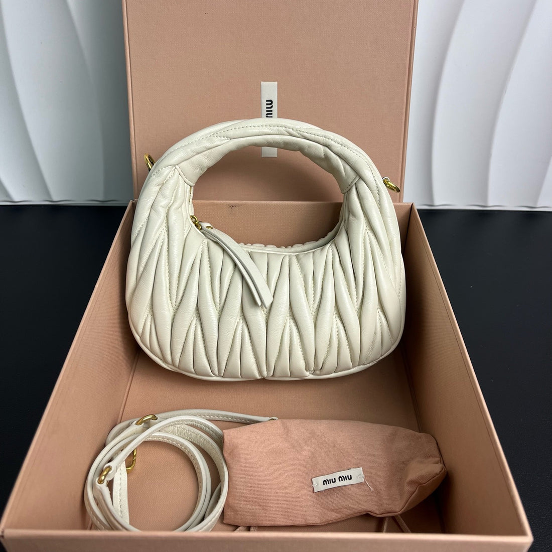 Miu Miu Wander Quilted Mini Hobo Bag