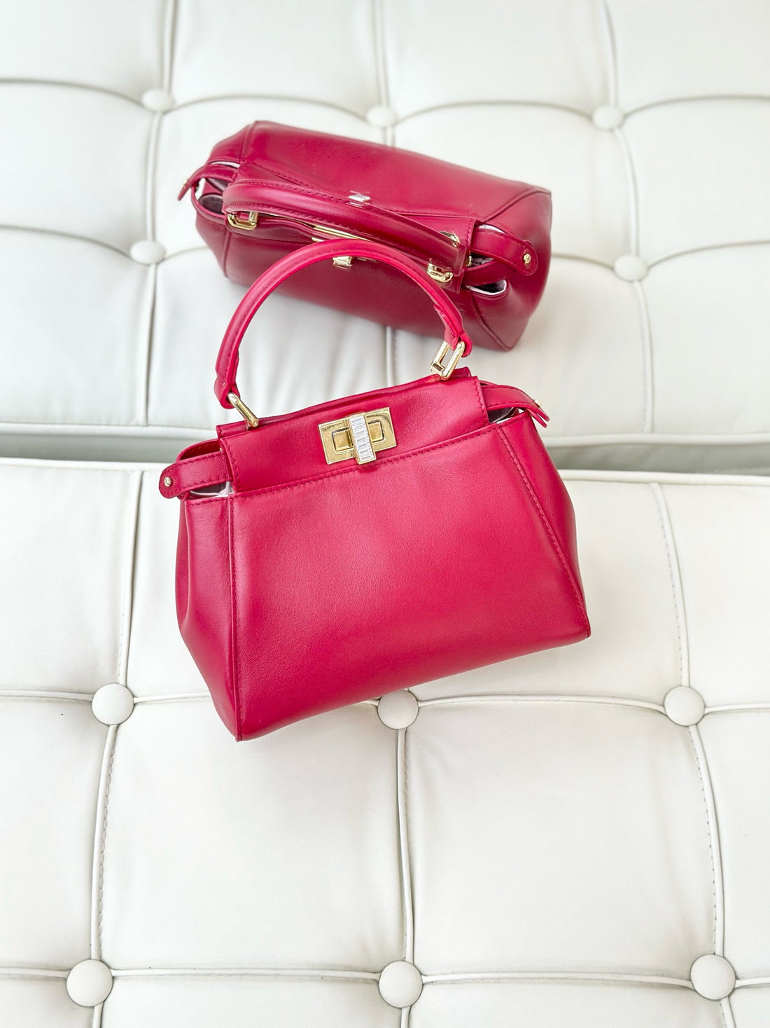 Fendi Beige Leather Peekaboo Mini Handbag