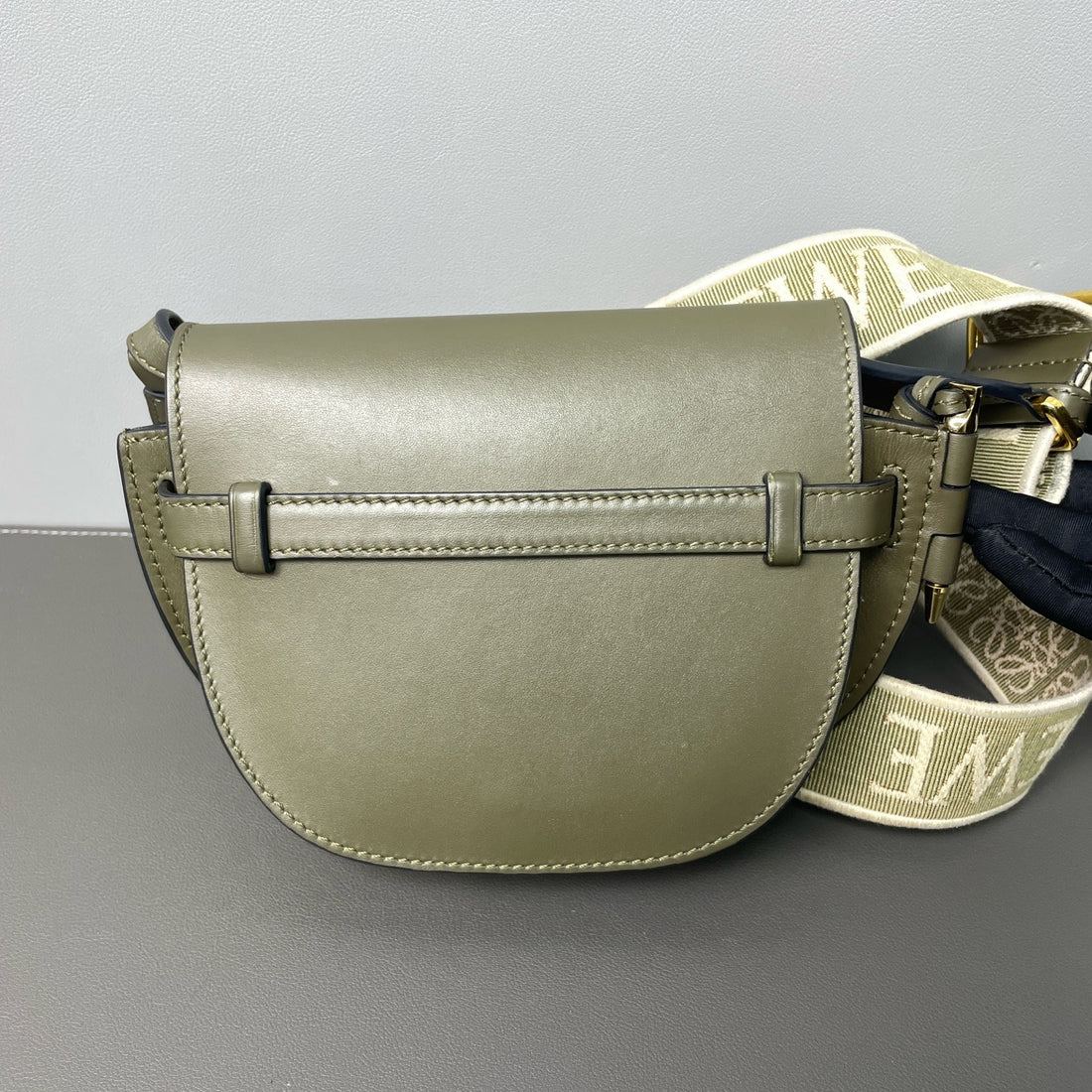 Loewe Gate Small Shoulder Bag in Khaki Leather